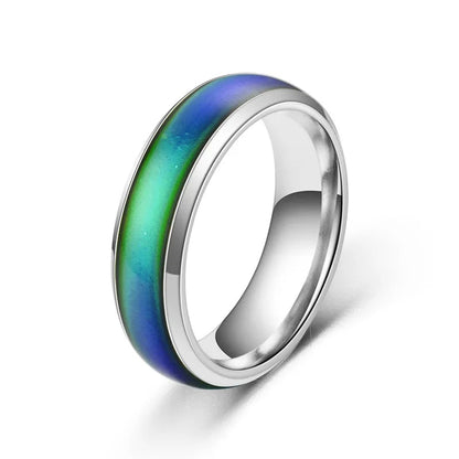 Silver stainless steel mood ring by Belro, showcasing a smooth, reflective band designed as stylish jewelry accessory.