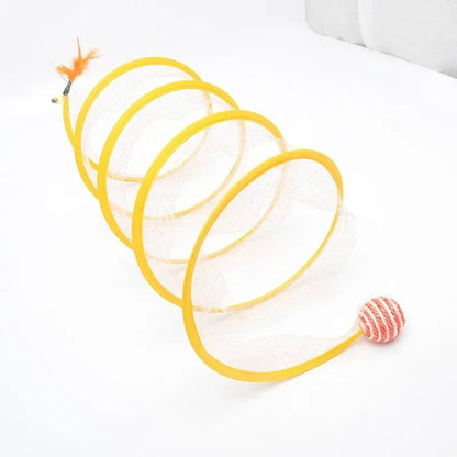 Belro collapsible S-type interactive cat tunnel with sisal ball toy for cats, designed for fun and exercise.