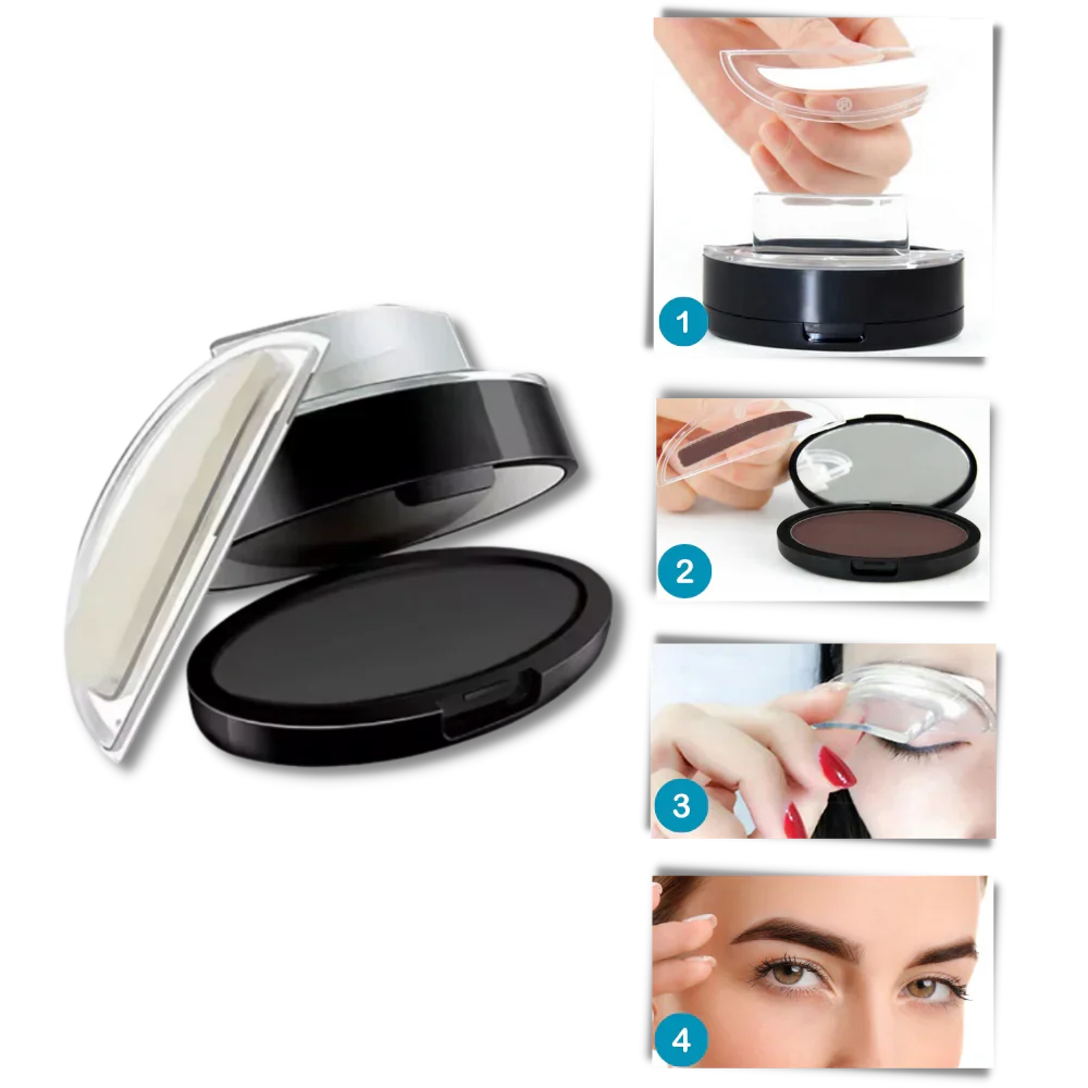 Belro Sleek All-day Eyebrow Stamp showing the product being applied to eyebrows for quick, natural-looking eyebrow enhancement.