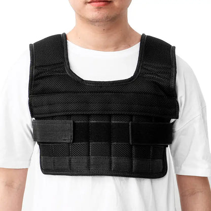 Slim adjustable weighted vest by Belro, men's fitness clothing, showing the sleek design and adjustable straps.