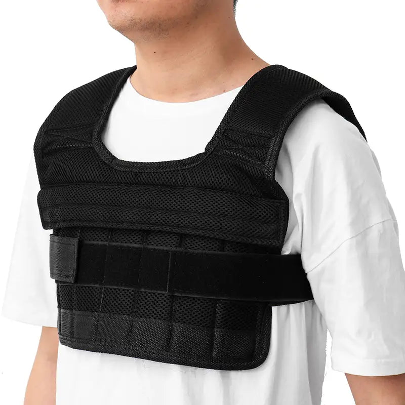 Slim adjustable weighted vest for men by Belro, featuring a sleek design and multiple weight options for customizable fitness training.