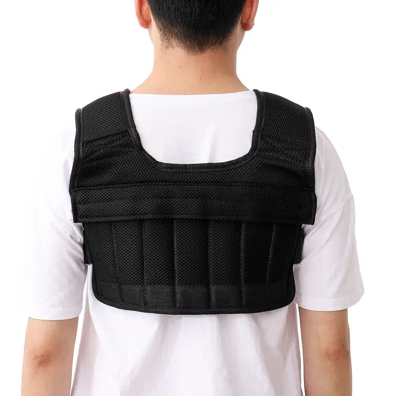 Belro slim adjustable weighted vest for men, showing the sleek, fitted design with adjustable straps and weights in a neutral setting.