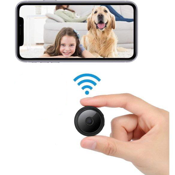 Small wireless magnetic security camera from NordisHome with real-time audio and video streaming for surveillance.