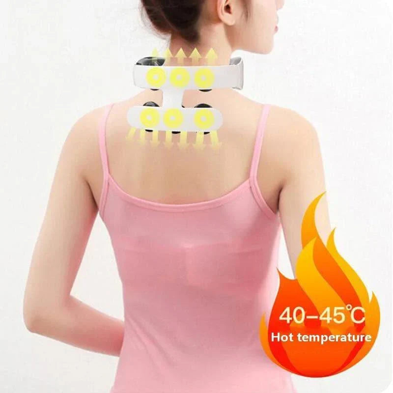 Belro neck massager with six heads, showing multi-mode pulse function for shoulder and neck relief in a personal care appliance image.