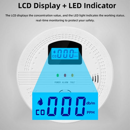 GETDECO smart smoke and carbon monoxide detector with LCD display, home safety sensor with digital readout and alert features.