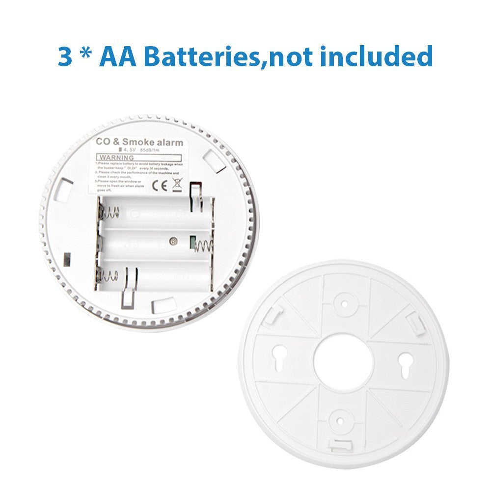 GETDECO smart smoke and carbon monoxide detector with LCD display, home safety device with alert indicators and digital readout.