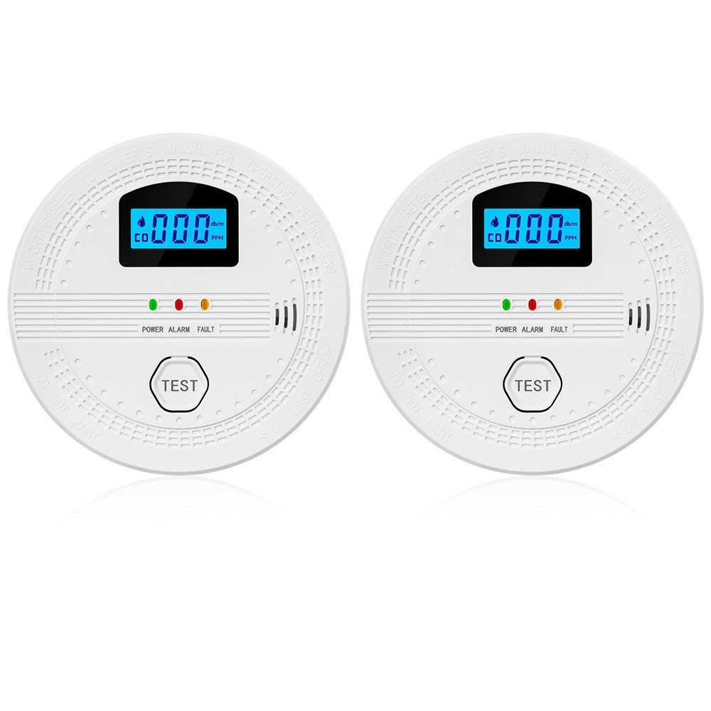 GETDECO smart smoke and carbon monoxide detector with LCD display, home safety sensor mounted on wall with digital readout