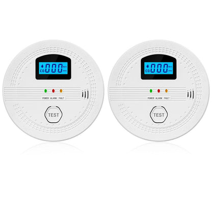 GETDECO smart smoke and carbon monoxide detector with LCD display, home safety sensor mounted on wall with digital readout