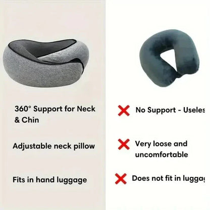 Belro snail-style memory foam travel U-shaped neck pillow with adjustable support for neck comfort during travel.