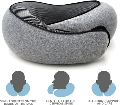 Belro snail-style memory foam travel U-shaped neck pillow for adjustable, portable neck support during travel.