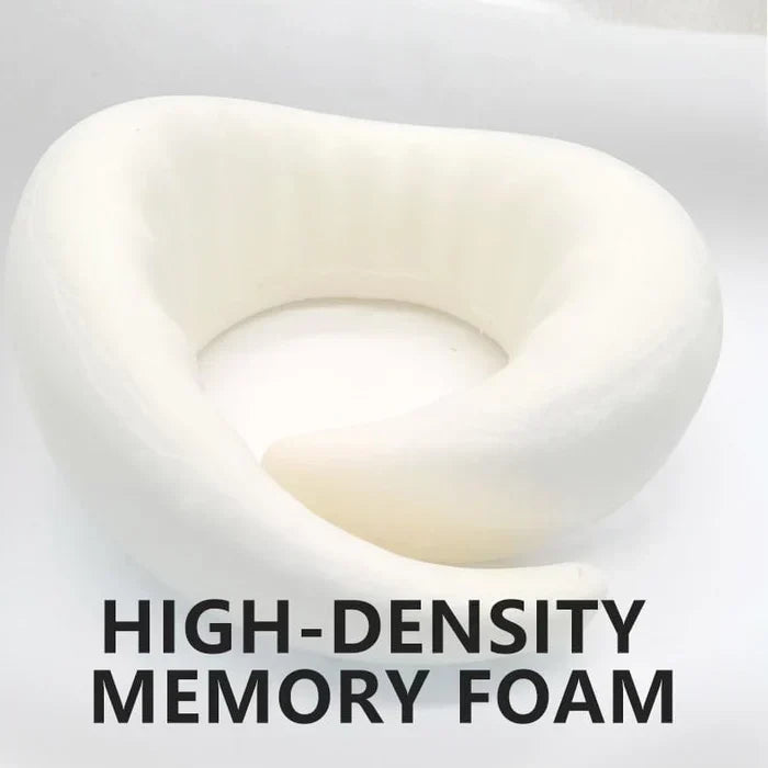 Belro snail-style memory foam travel neck pillow, U-shaped, portable, adjustable support for comfortable neck rest during travel.