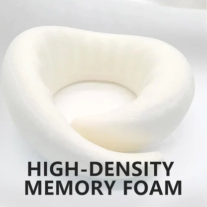 Belro snail-style memory foam travel neck pillow, U-shaped, portable, adjustable support for comfortable neck rest during travel.