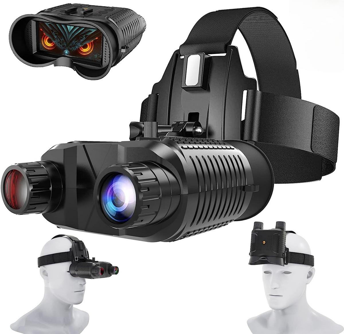 Belro 3D night vision goggles binoculars with digital camera features, black electronic device for low-light viewing.