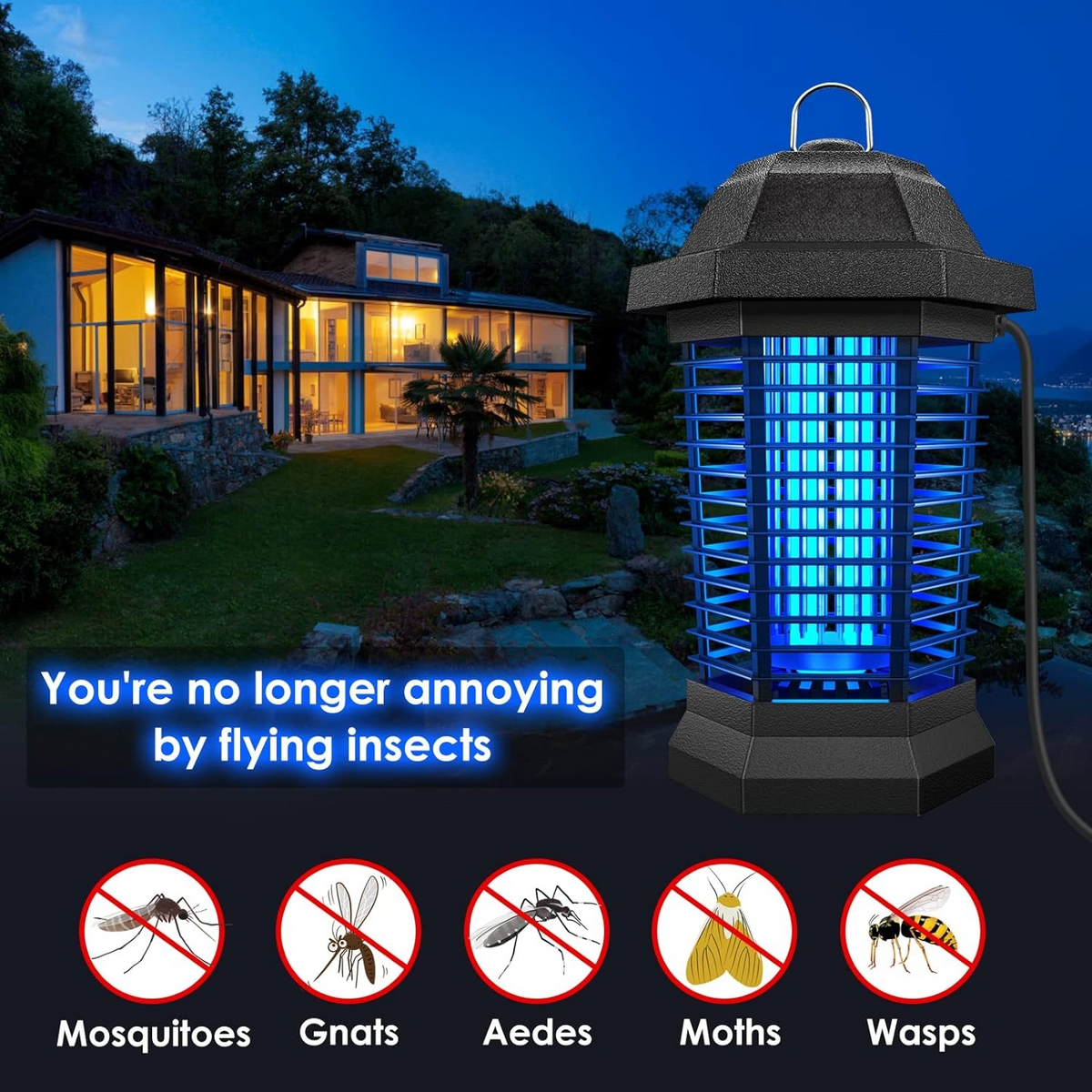 Belro Electric Bug Zapper Light with UV illumination for outdoor and indoor insect control, compact and energy-efficient design