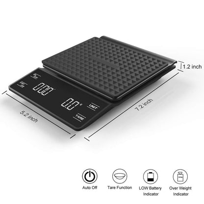 Belro coffee scale with timer, a digital measuring tool for precise coffee brewing, featuring a sleek design and easy-to-read display.