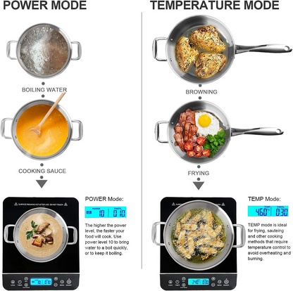 Belro portable induction cooktop with digital controls, black surface, and compact design for home and kitchen use.