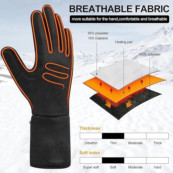 Belro Thin Heated Glove Liners shown as lightweight, black glove liners designed for warmth and comfort in cold weather.