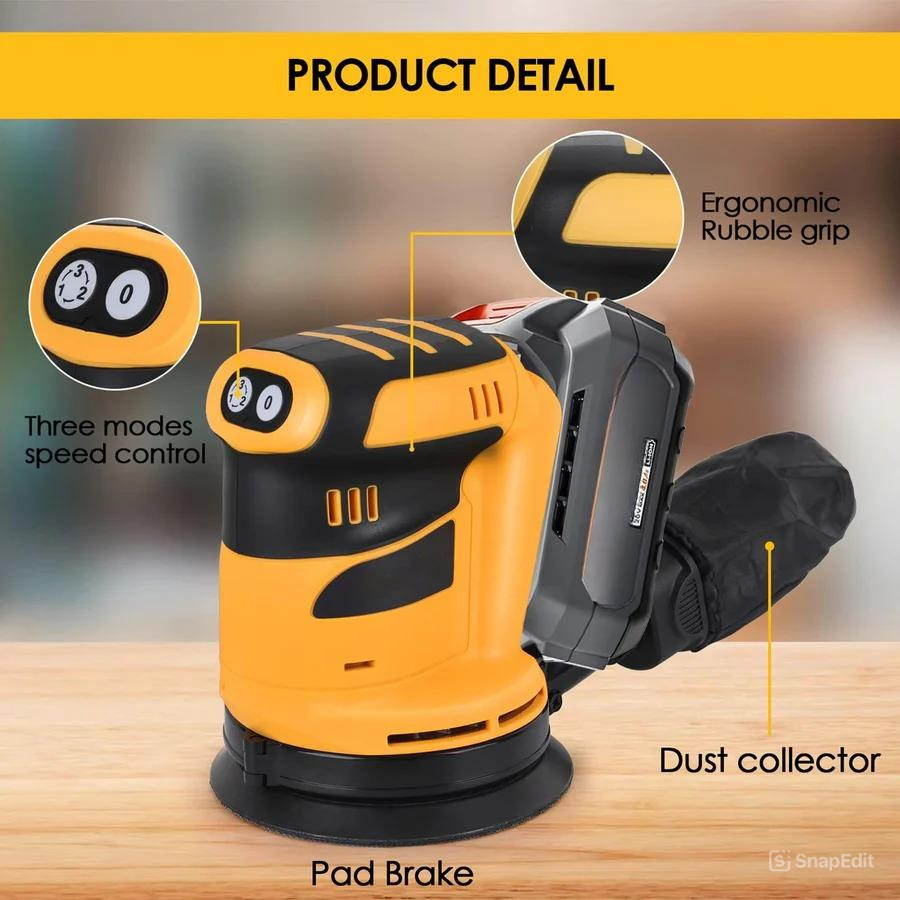 Belro brushless orbital electric sander with ergonomic grip and dust collection system, ideal for smooth finishing.