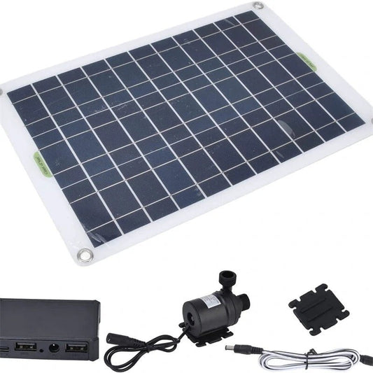 GETDECO 50W solar fountain water pump kit, submersible for fish ponds and garden decorations with low noise operation.
