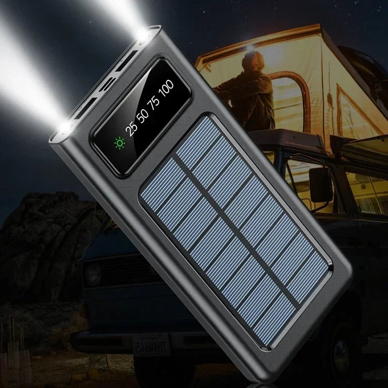 Belro Solar Power Bank 20000mAh portable charger with solar panel for on-the-go device charging and energy storage.