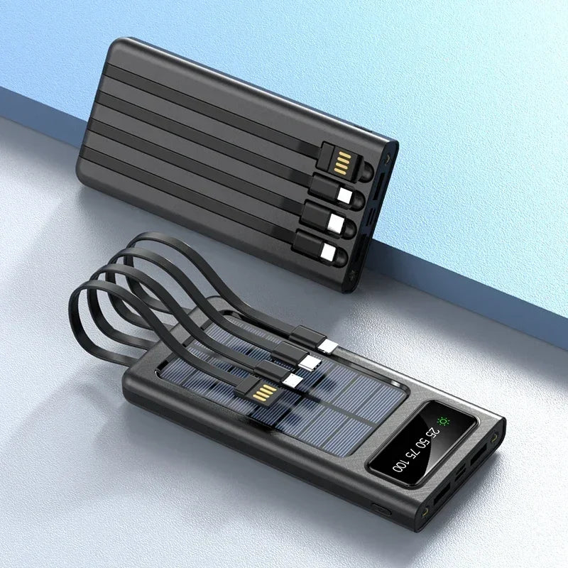 Belro 20000mAh solar power bank with multiple USB ports and built-in solar panel for portable charging on the go