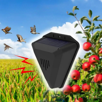 Belro Solar Outdoor Bird Repeller for garden pest control, featuring solar-powered device with motion sensors and weather-resistant design.