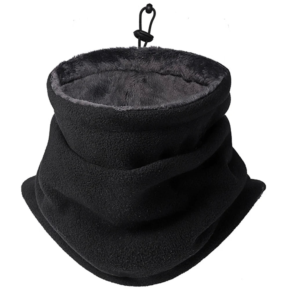 Black fleece balaclava face mask and neck warmer by Belro, showing a snug, solid black design for cold weather protection.