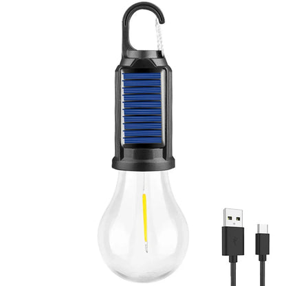 Belro solar rechargeable camping lantern with hooked design, spherical shape, and LED lighting for outdoor camping and hiking.