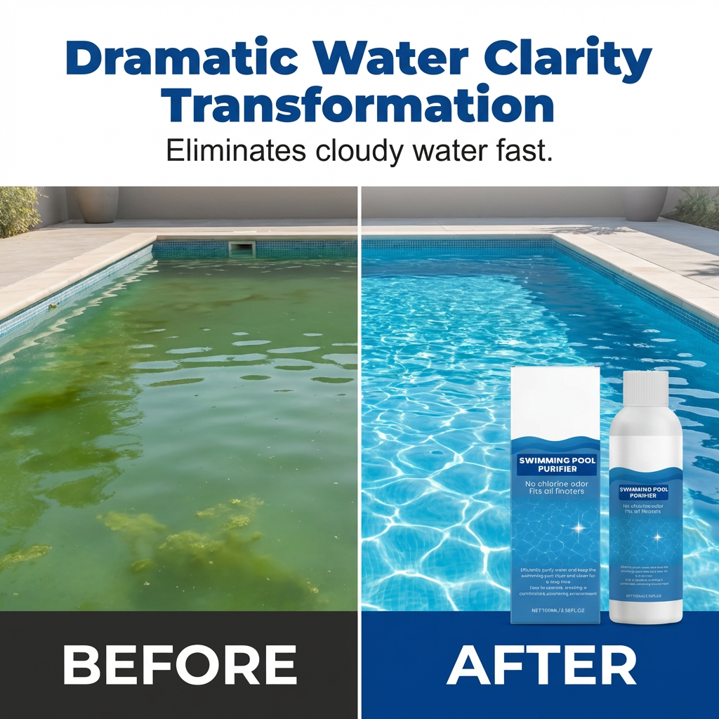 Mivoza Deutschland chlorine-free pool cleaning liquid in 100ml eco-friendly bottle, suitable for pool and spa maintenance.