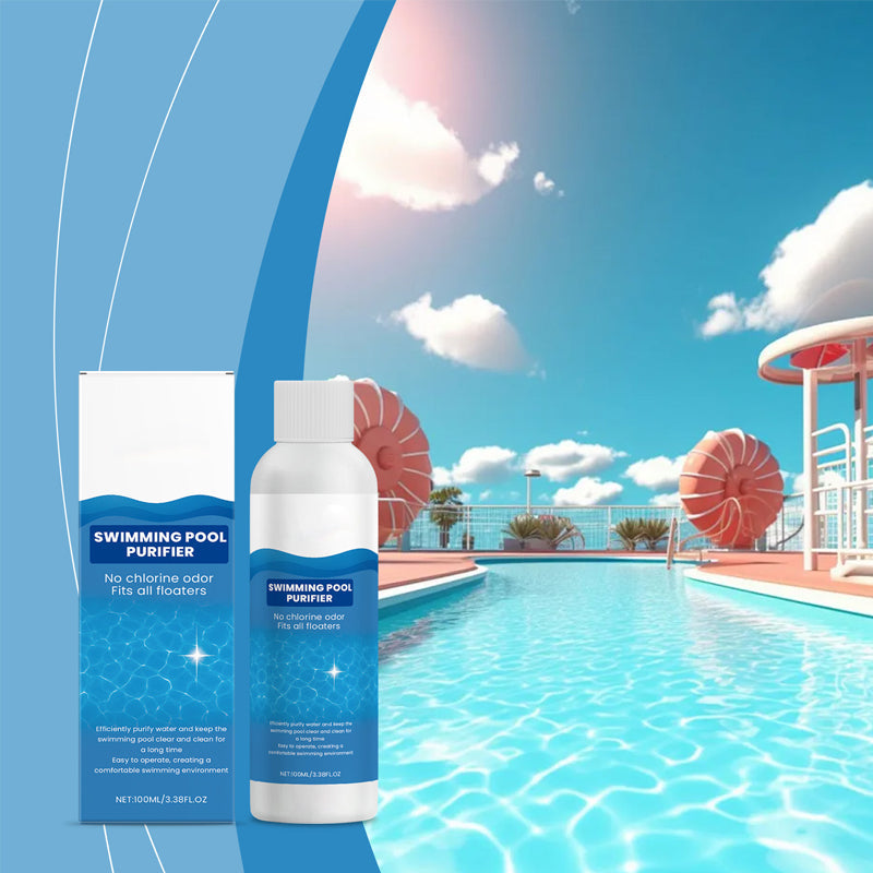 Mivoza Deutschland chlorine-free pool cleaning liquid in a 100ml eco-friendly bottle for safe pool maintenance.