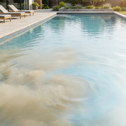 Mivoza Deutschland chlorine-free pool cleaning liquid in a 100ml eco-friendly bottle for pool and spa maintenance.