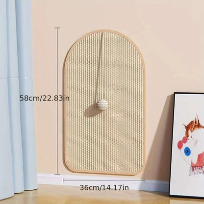 Square sisal wall-mounted cat scratch pad by Belro, 36x58cm, designed for feline scratching and climbing in home and garden spaces.