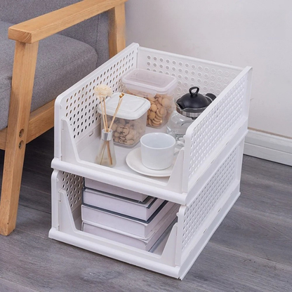Stackable plastic drawer closet organizer by Belro, showing multiple clear storage drawers for home and garden organization.