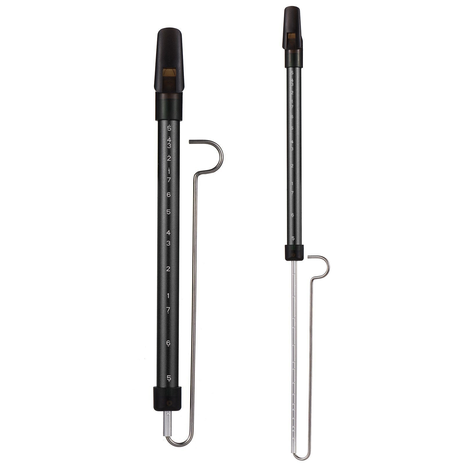 Steel slide whistle musical toy by GETDECO, showcasing a shiny metal instrument with a sliding mechanism for playful sound effects.