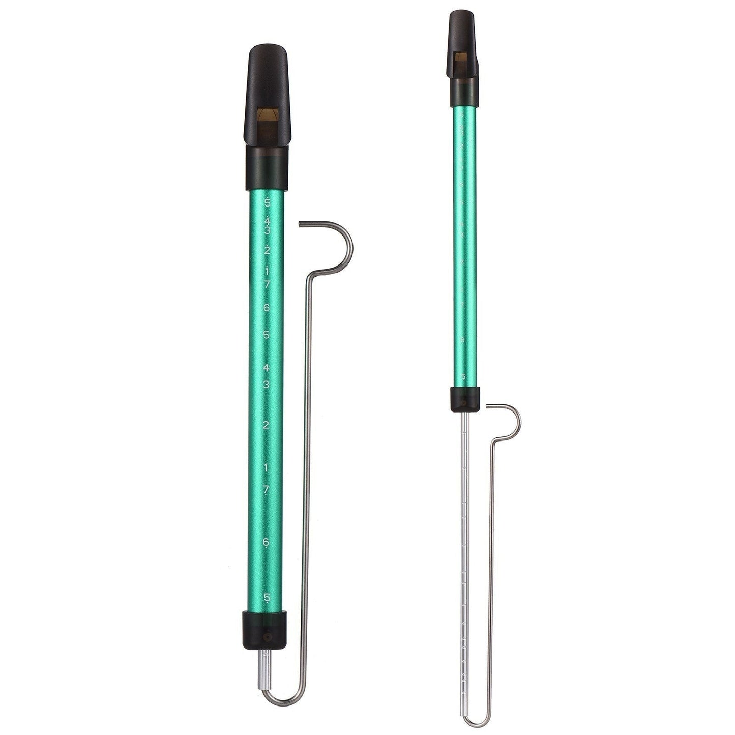 Steel slide whistle musical toy instrument by GETDECO, featuring a shiny metal finish and a sliding mechanism for playful sound.
