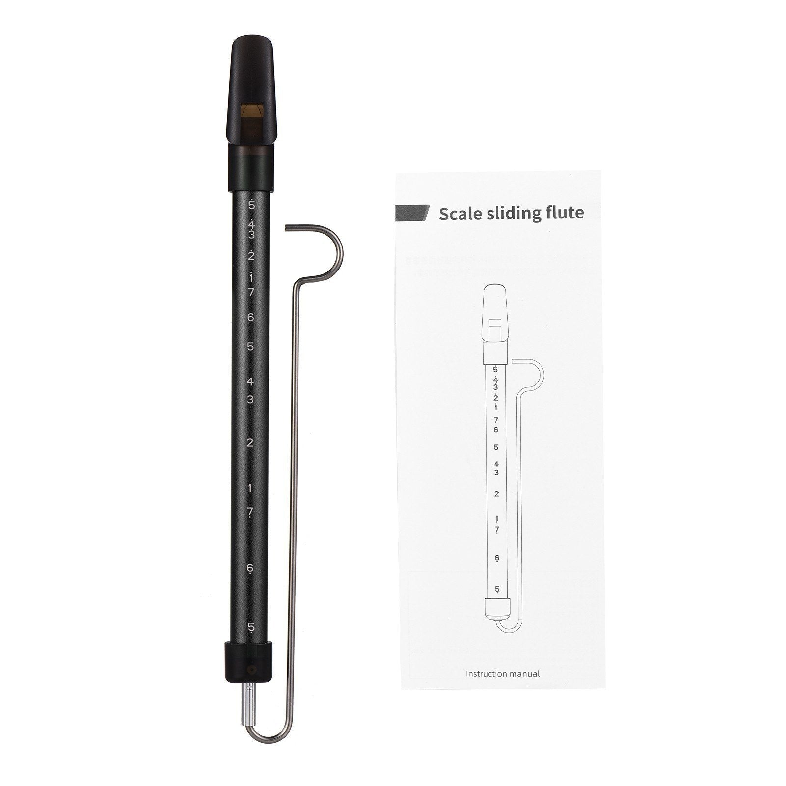 Steel slide whistle musical toy by GETDECO, featuring a shiny metal body and sliding mechanism for playful sound effects.