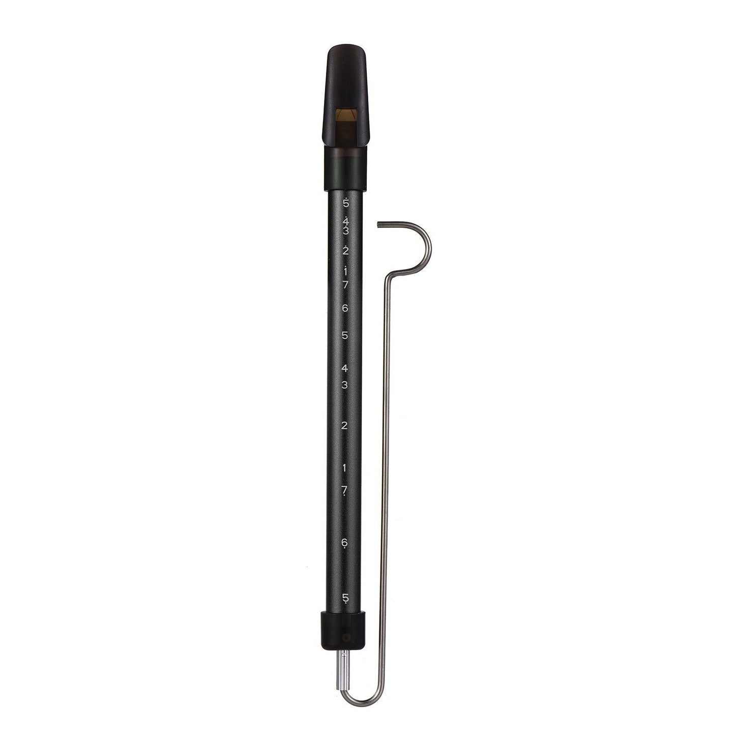 Steel slide whistle musical toy by GETDECO, featuring a shiny metal slide and colorful plastic mouthpiece for kids' musical play.