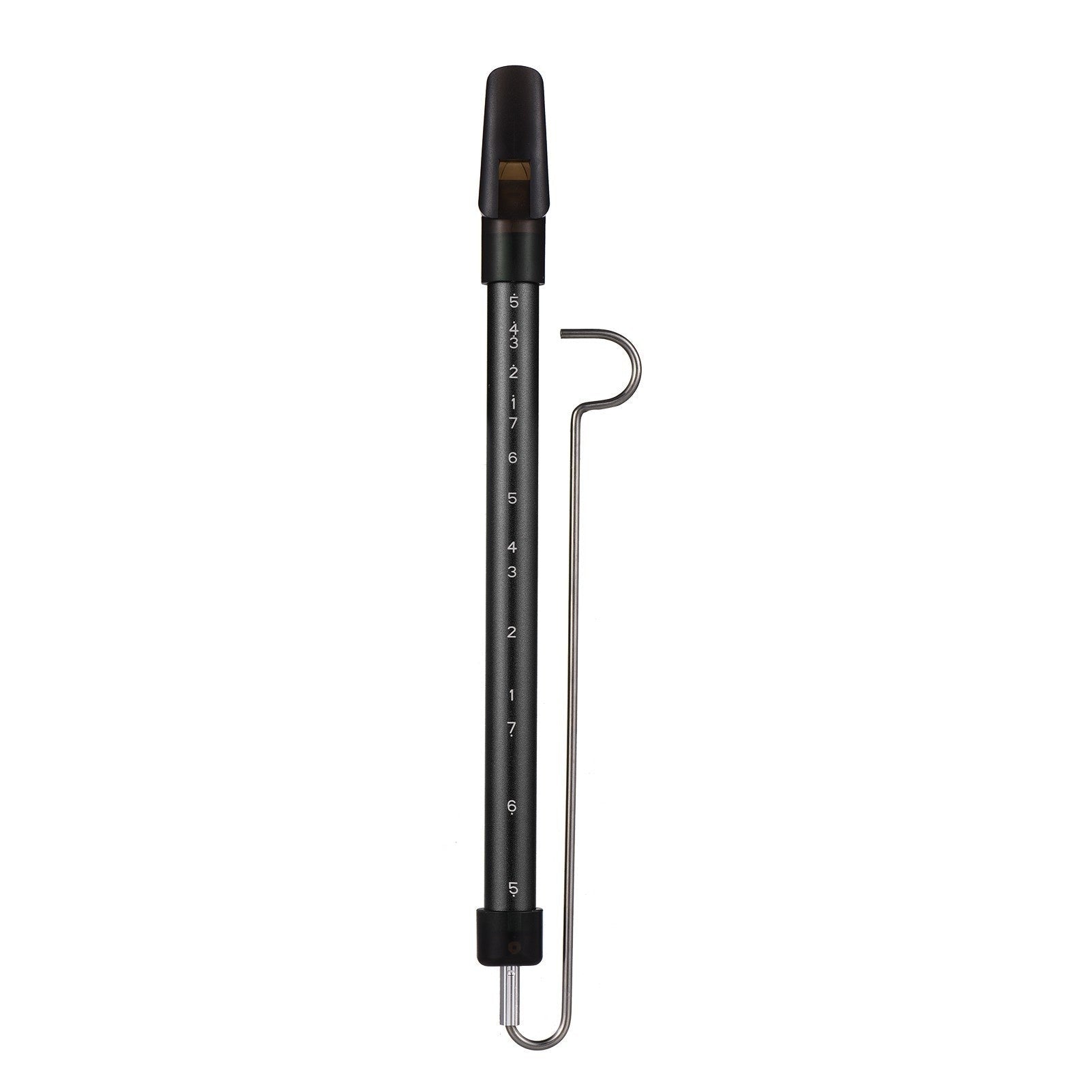 Steel slide whistle musical toy by GETDECO, featuring a shiny metal slide and colorful plastic mouthpiece for kids' musical play.