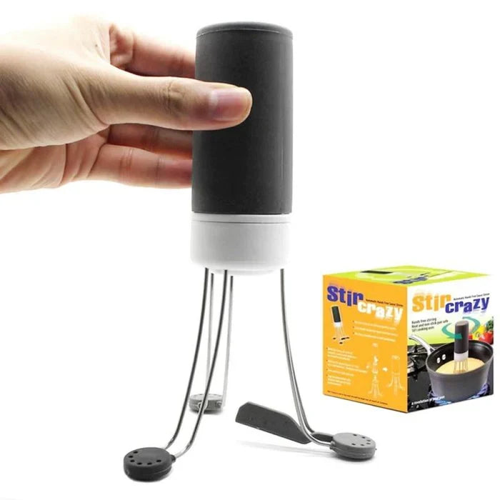 Belro automatic electric pan stirrer in a pot, ideal for stirring sauces and cooking evenly in kitchen and dining settings.