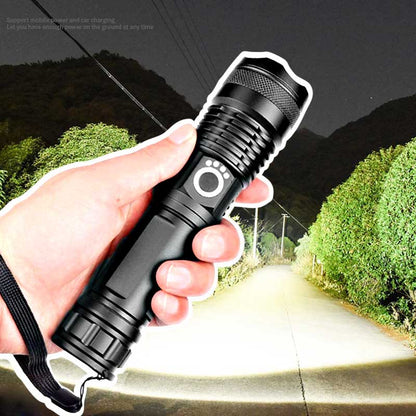 Belro USB powerful flashlight torch with bright LED beam, compact design, ideal for emergency and outdoor lighting.