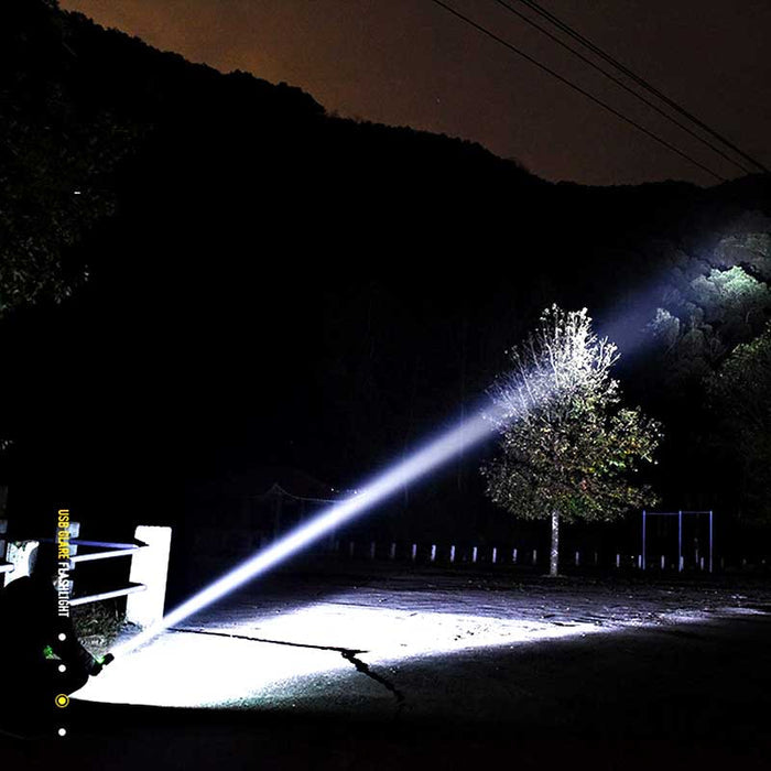 Belro USB Powerful Flashlight Torch showing a compact black flashlight with a textured grip on a plain background.