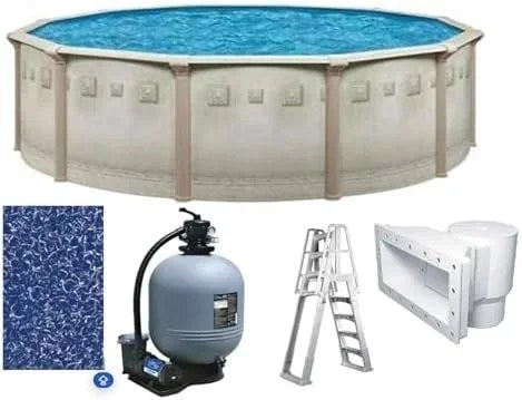 Casavibeo Brazil Premium 27ft diameter above ground swimming pool with 52-inch depth, shown set up outdoors.