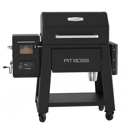 Casavibeo Pit Boss Platinum 1250 connected wood pellet grill with stainless steel exterior and digital control panel.