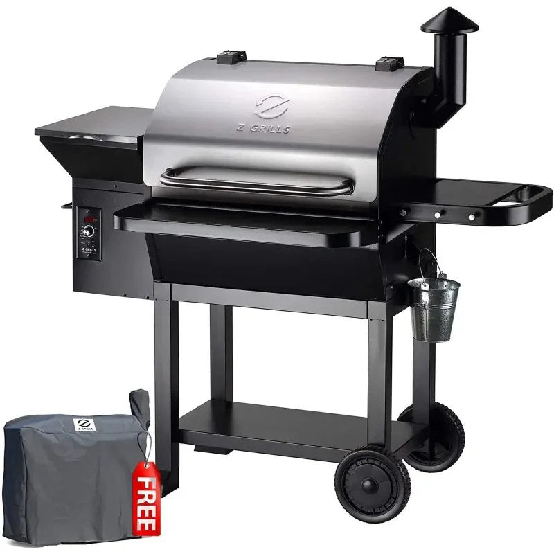 Casavibeo Z Grills Wood Pellet Ultimate 8-in-1 Smoker Grill 1000E showing the sleek black exterior and control panel.