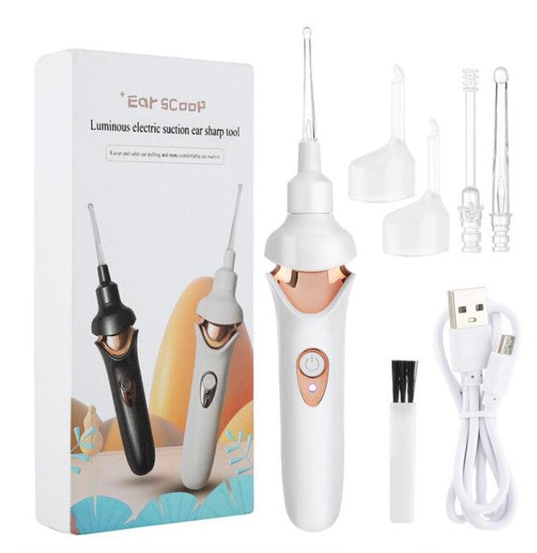 Belro ear wax remover in use, showing a health and beauty device designed for safe ear cleaning.
