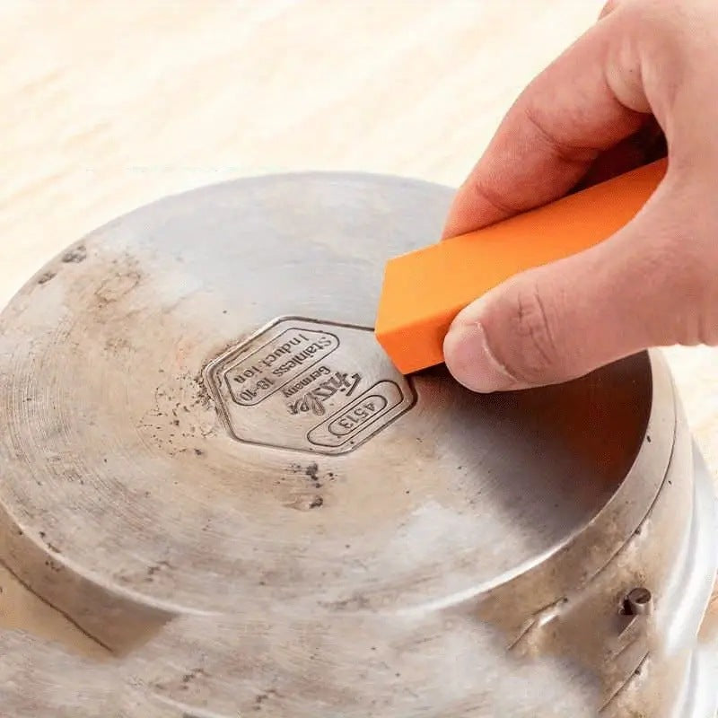 Belro limescale eraser and rust remover cleaning tool for home and garden surfaces in a close-up view.