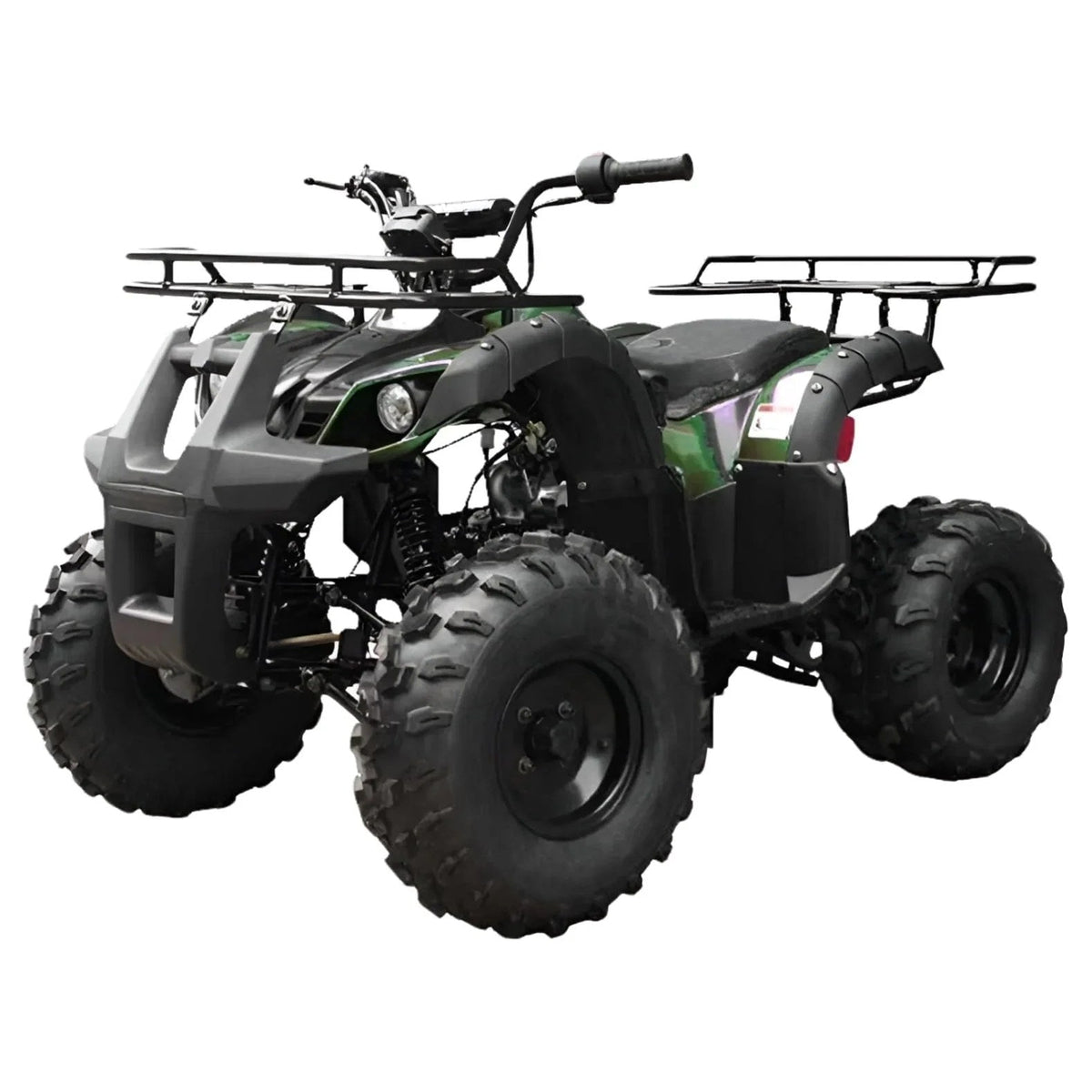 Casavibeo Tao T Forcee T125 mid-size ATV with rugged tires and sleek black body, suitable for off-road adventures.
