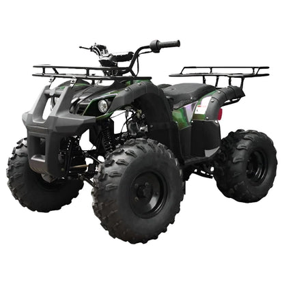 Casavibeo Tao T Forcee T125 mid-size ATV with rugged tires and sleek black body, suitable for off-road adventures.
