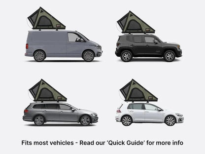 Casavibeo TentBox Cargo 2.0 roof top tent set up on vehicle, showing durable fabric, ladder, and spacious sleeping area.