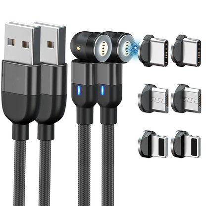 Belro Do-It-All Cable 3.0 charging cable set with magnetic connectors for iPhone, Android, and Type C devices in black.
